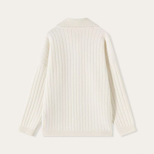 Ribbed Cashmere Collar Cardigan