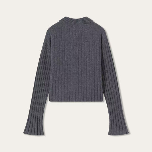 Ribbed Cashmere Cropped Cardigan