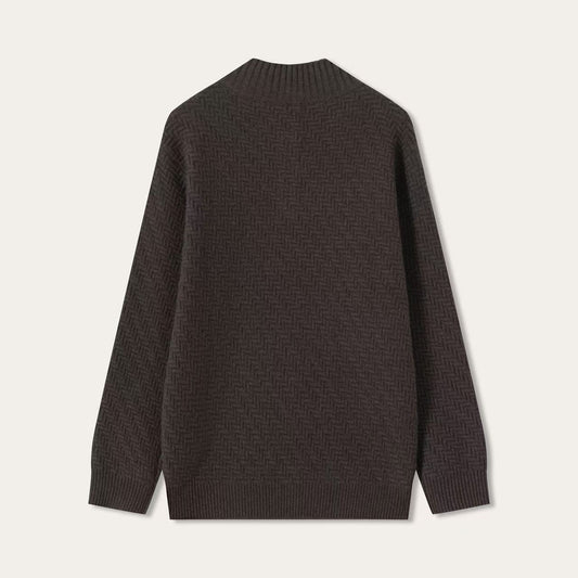 Textured Button Mock Neck Sweater