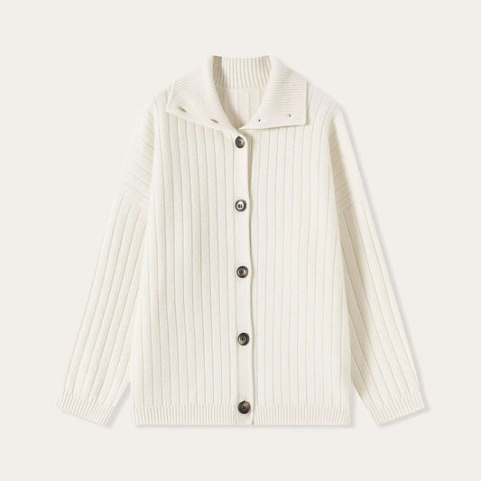 Ribbed Cashmere Collar Cardigan