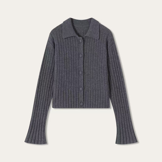 Ribbed Cashmere Cropped Cardigan