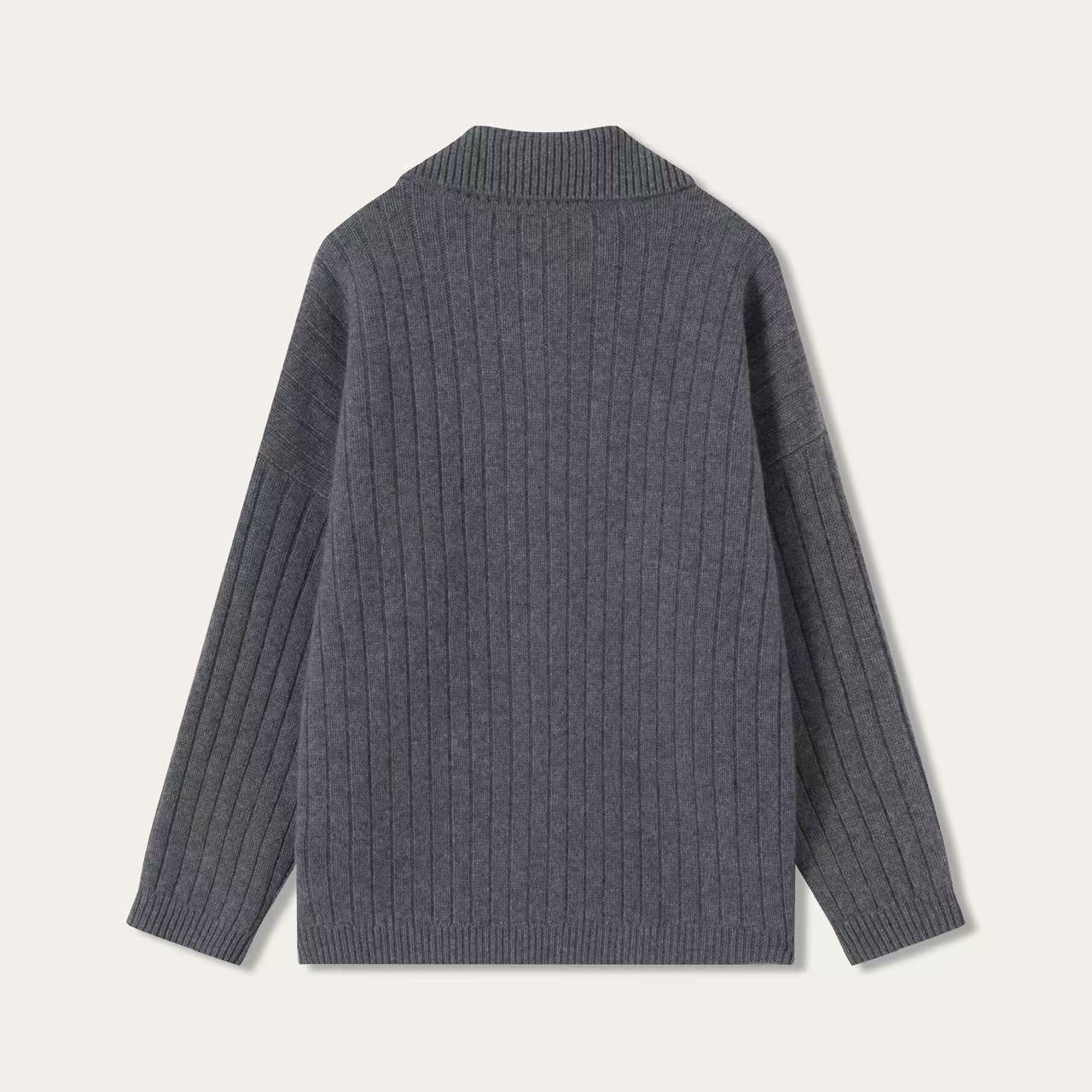 Ribbed Cashmere Collar Cardigan