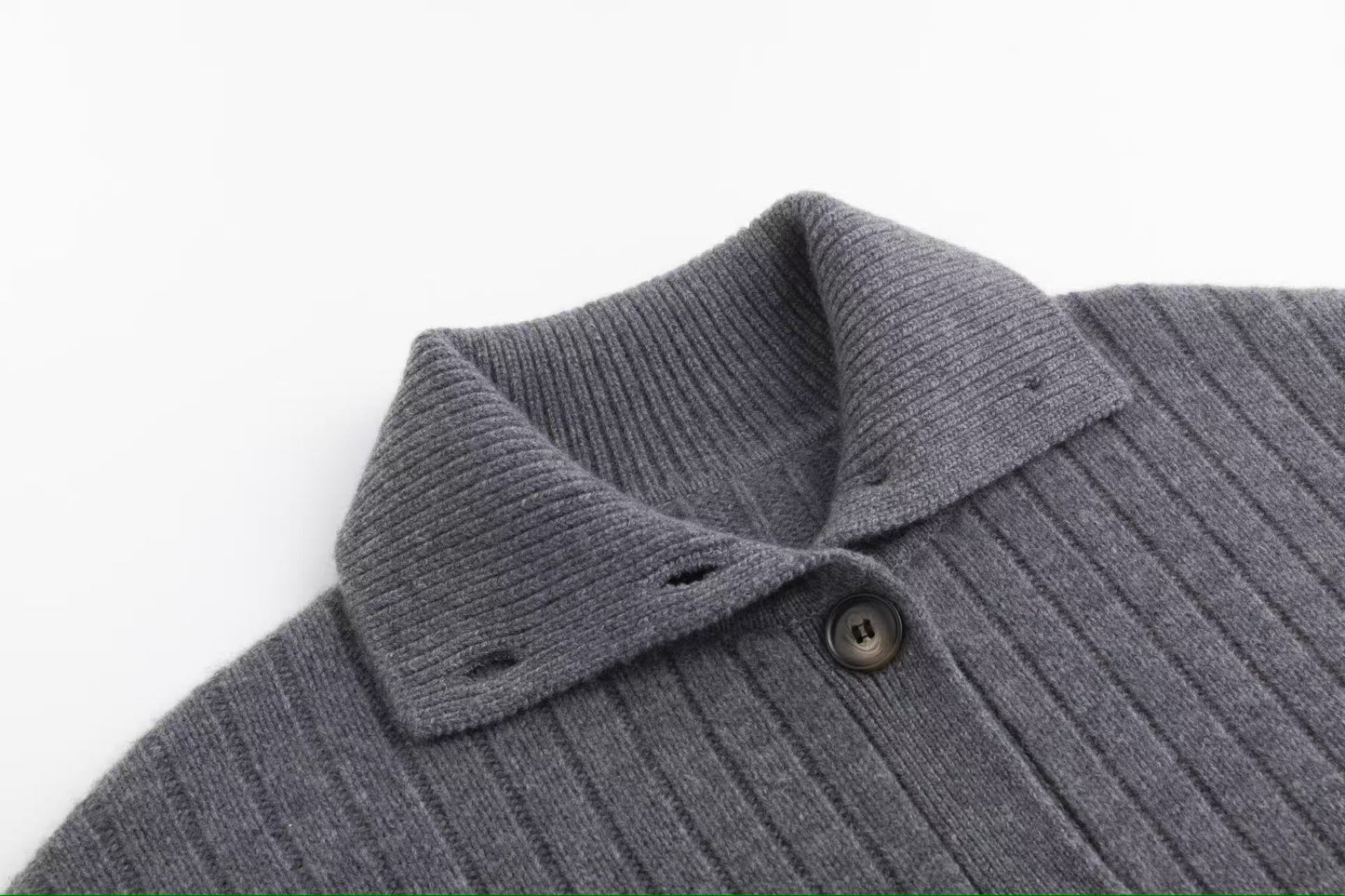 Ribbed Cashmere Collar Cardigan
