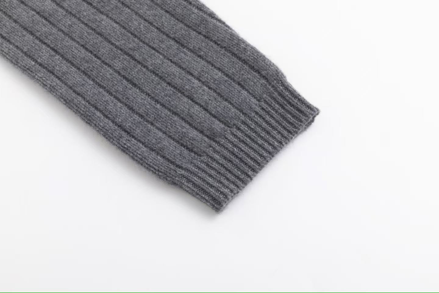 Ribbed Cashmere Collar Cardigan