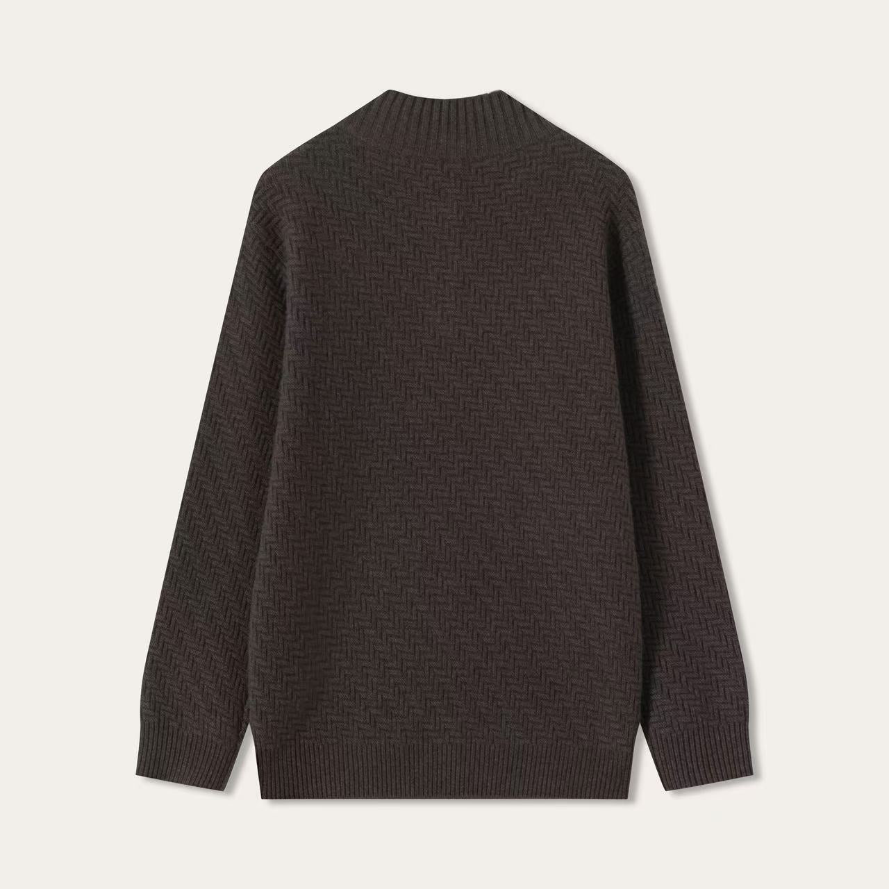Textured Button Mock Neck Sweater