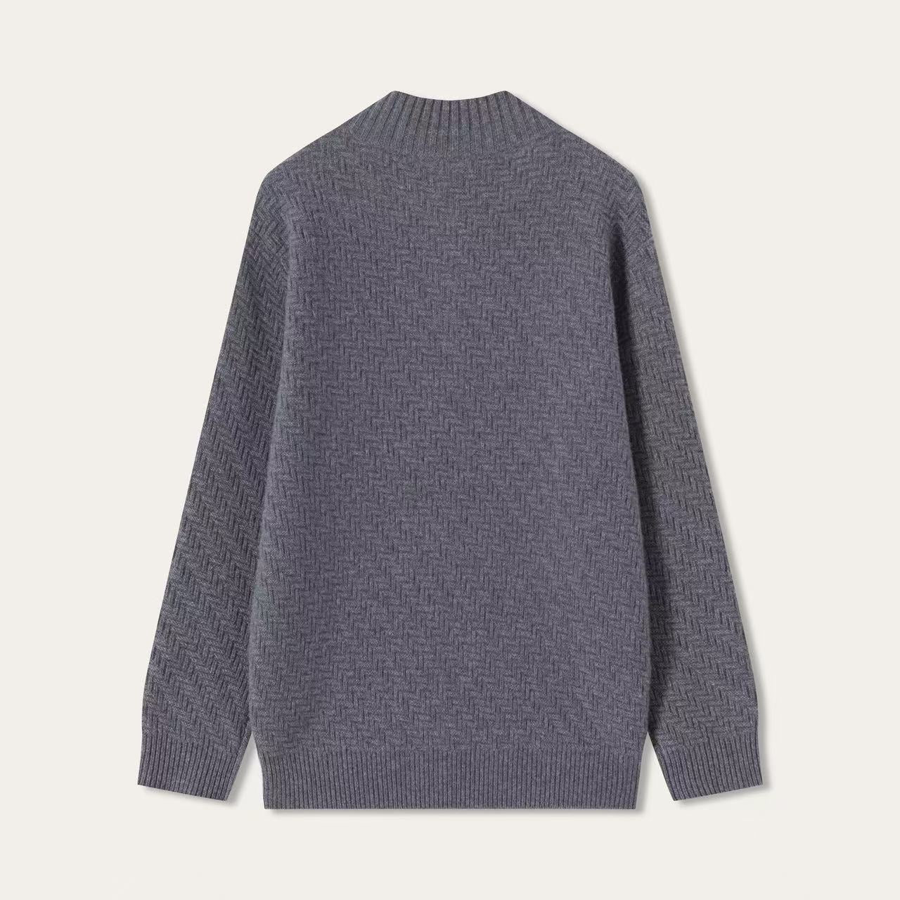 Textured Button Mock Neck Sweater