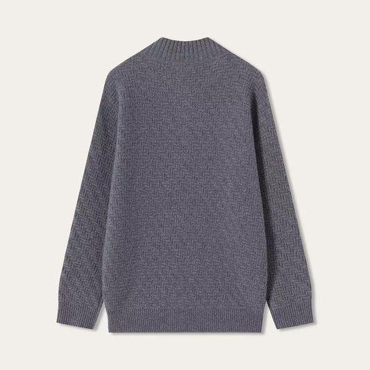 Textured Button Mock Neck Sweater