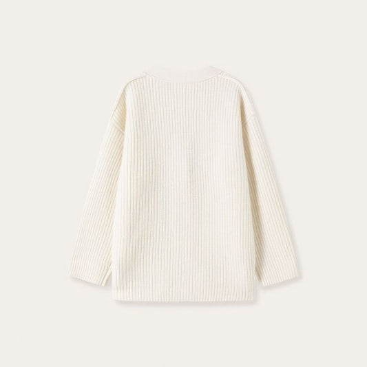 Ribbed V-Neck Cashmere Cardigan
